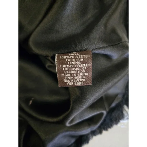 Fever Black Faux Fur Vest Women's Medium Sleeveless Zippered Textured‎ - Picture 8 of 9